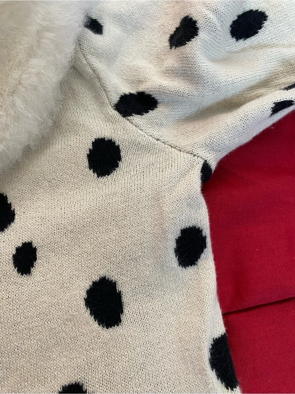 Disney Baby Cream Dress with Black Polka Dots and Faux Fur Collar S 12-18 Months